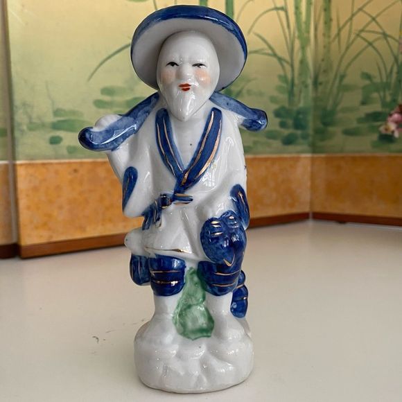 Vintage Asian Blue and White Man Made in Japan